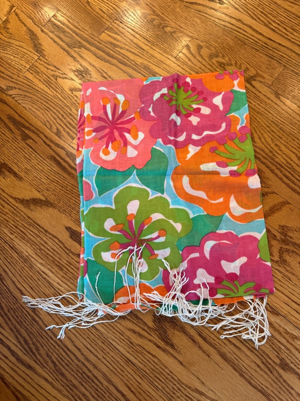 Lilly Pulitzer Bright Multi-Color Floral & Paisley Fringe Scarves (3) - Picture 4 of 5